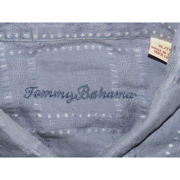 Men's Tommy Bahama Long Sleeved 10% Linen Embroidered Check Button Up Shirt XL - Picture 6 of 6